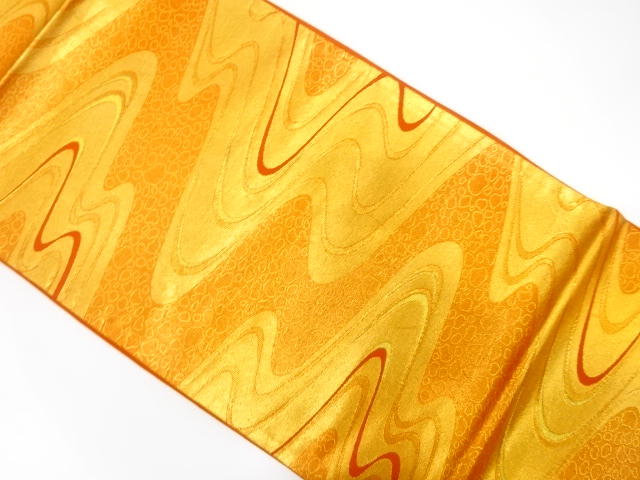 JAPANESE KIMONO / ANTIQUE FUKURO OBI / WOVEN STREAM & STONE PAVEMENT